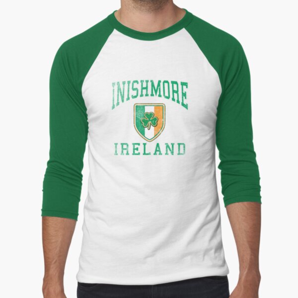 Inishmore, Ireland with Shamrock Baseball ¾ Sleeve T-Shirt