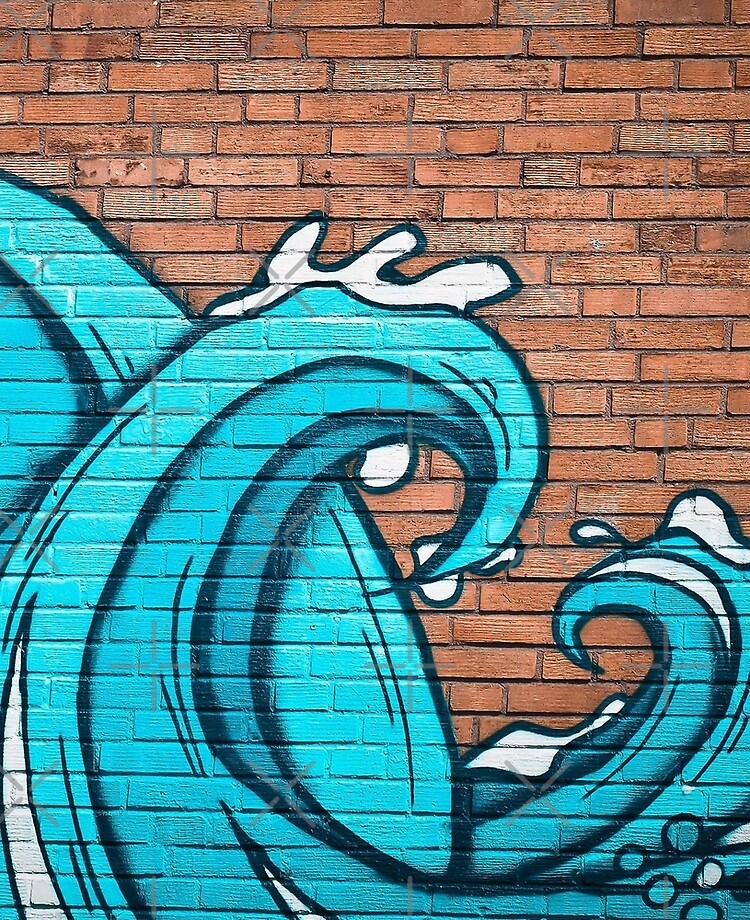 Graffiti Blue Wave Cyan On Brick Wall Cartoon Style Ipad Case Skin By Iresist Redbubble