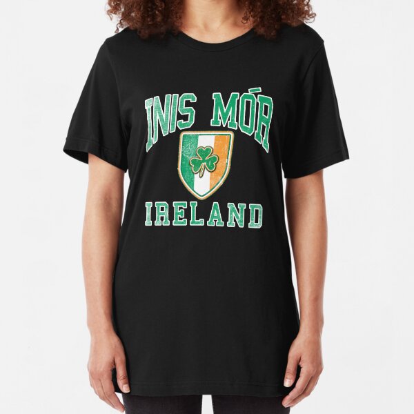 Inis Mor, Ireland with Shamrock Slim Fit T-Shirt