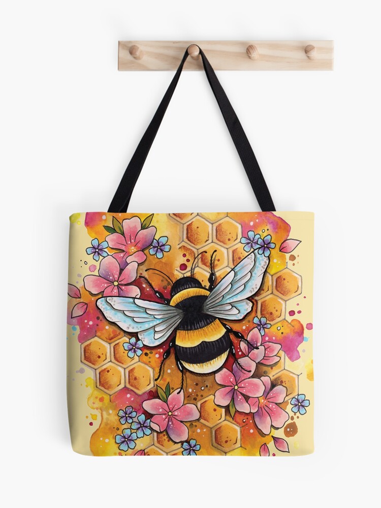 Butterfly Canvas Tote Bag with Zipper Pockets Carnation Flower