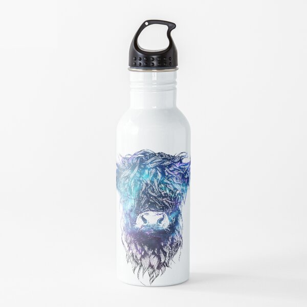 Scottish highland cow star and galaxy effect Water Bottle