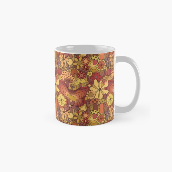 Groovy Mushroom Garden in Rusty Orange Classic Mug