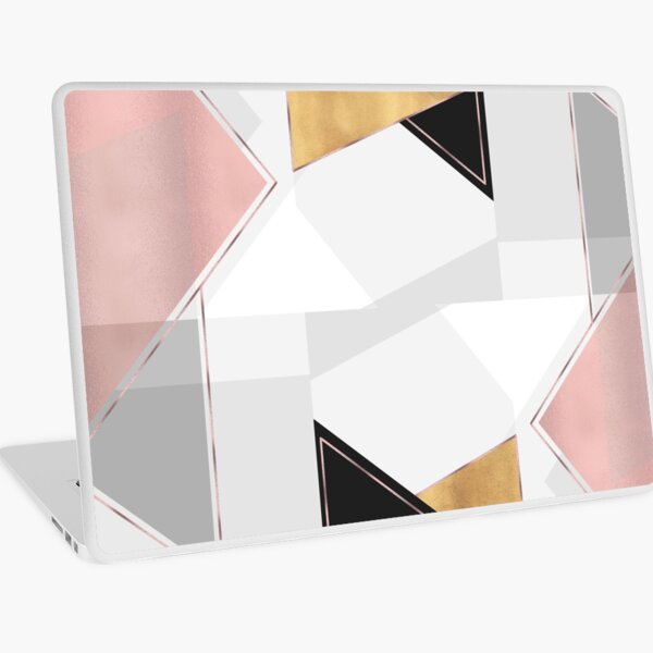 Stylish Gold and Rose Pink Geometric Abstract Design Laptop Skin
