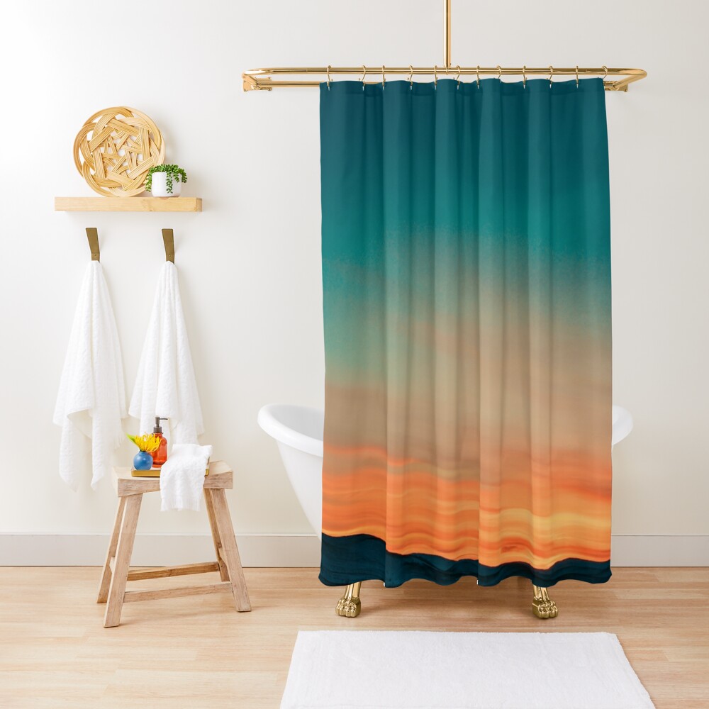 teal and orange shower curtain