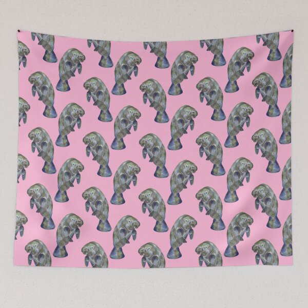 Item preview, Pink Watercolor Manatee Pattern designed and sold by TimorousEclectc.