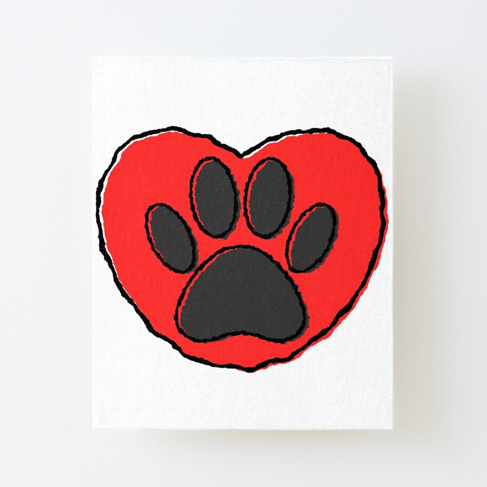 Puppy Paw Print In Red Heart Drawing