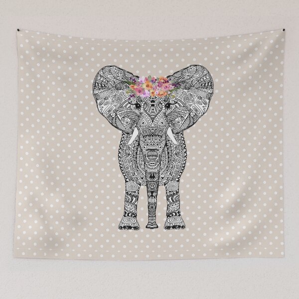 Item preview, FLOWERGIRL ELEPHANT GREIGE DOTS BY Monika Strigel designed and sold by SunlightStudios.