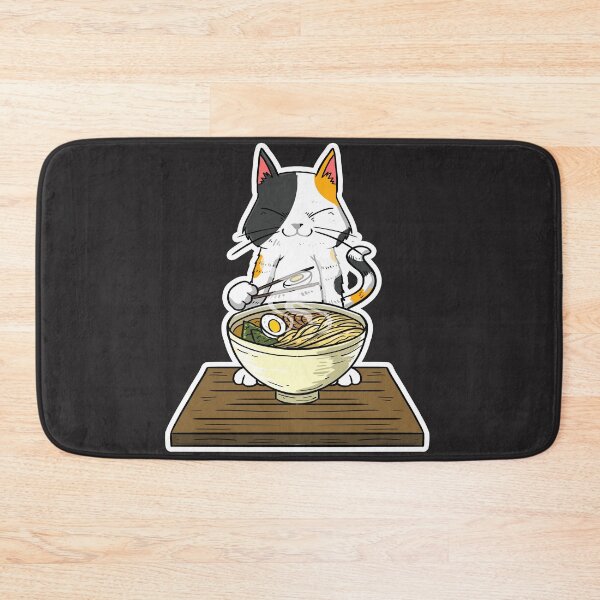 Item preview, Cute anime manga hawaii cat eats ramen noodles designed and sold by palaodesigns.