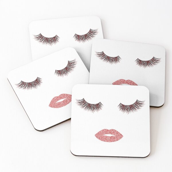 Item preview, Lashes and lips with red glitter designed and sold by sashica.
