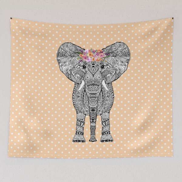 Item preview, FLOWERGIRL ELEPHANT PEACH DOTS BY Monika Strigel designed and sold by SunlightStudios.