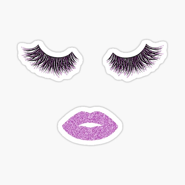 Lashes And Lips With Pink Glitter Sticker By Sashica Redbubble