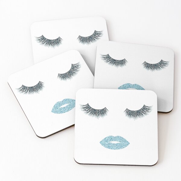 Item preview, Lashes and lips with blue glitter designed and sold by sashica.