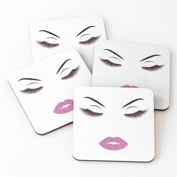 Item preview, Lashes and lips with dark pink glitter designed and sold by sashica.