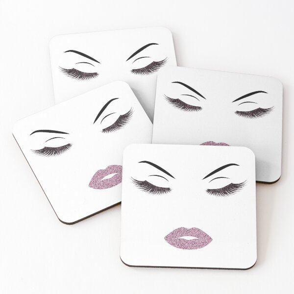 Item preview, Lashes and lips with burgundy glitter designed and sold by sashica.