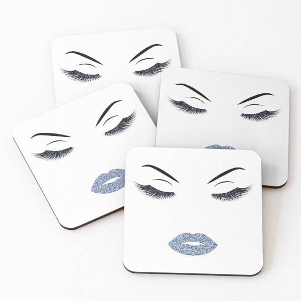 Item preview, Lashes and lips with dark blue glitter designed and sold by sashica.