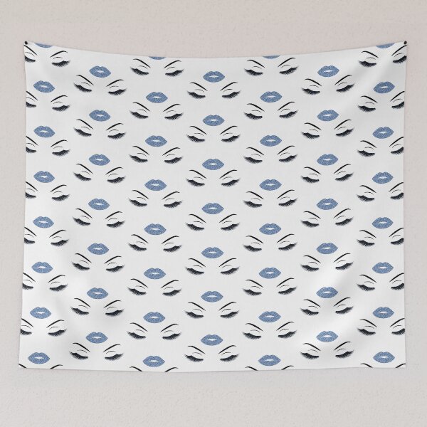 Item preview, Lashes and lips with dark blue glitter designed and sold by sashica.