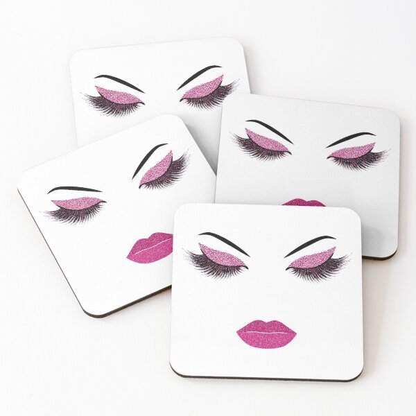 Item preview, Lashes and lips with pink glitter effect designed and sold by sashica.