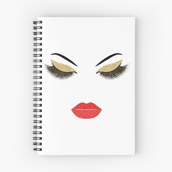 Item preview, Golden Lashes and red lips with glitter effect designed and sold by sashica.