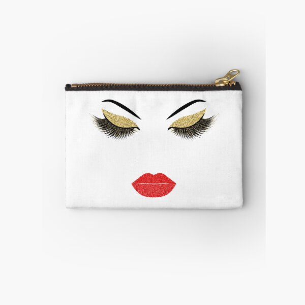 Item preview, Golden Lashes and red lips with glitter effect designed and sold by sashica.