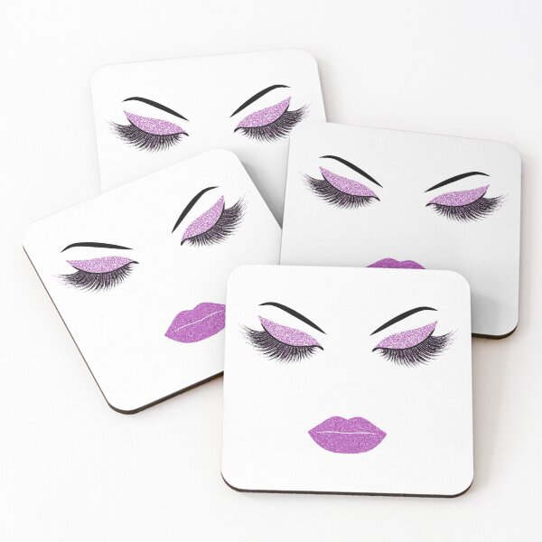 Item preview, Lashes and lips with purple glitter effect designed and sold by sashica.