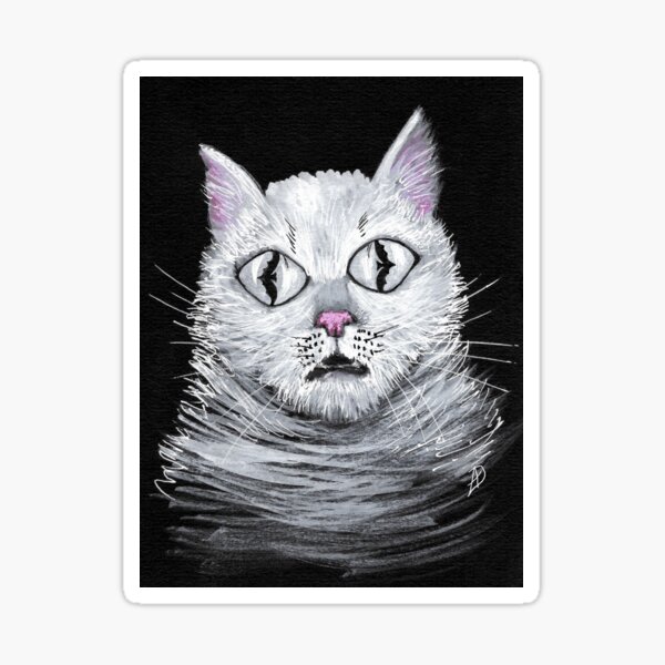 Spooky Cat Looking at a Bat Sticker