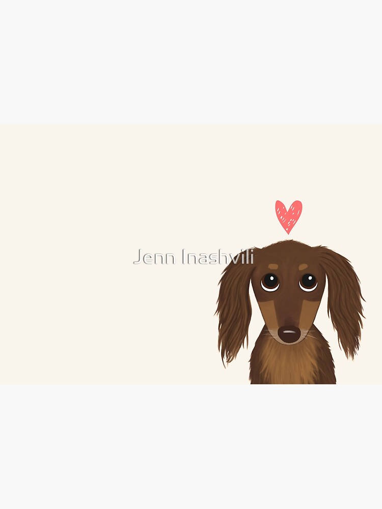 Longhaired Chocolate Dachshund | Cute Wiener Dog with Heart by ShortCoffee