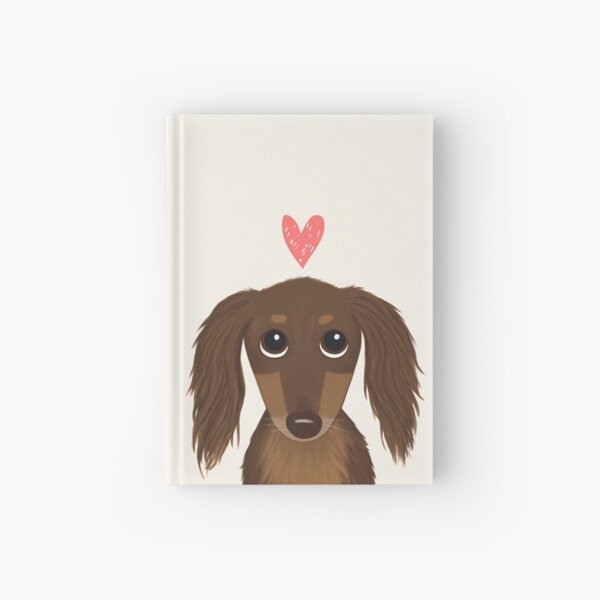 Longhaired Chocolate Dachshund | Cute Wiener Dog with Heart Hardcover Journal
