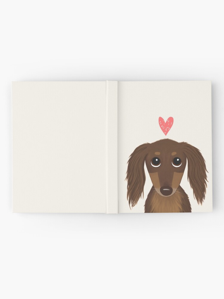 Alternate view of Longhaired Chocolate Dachshund | Cute Wiener Dog with Heart Hardcover Journal