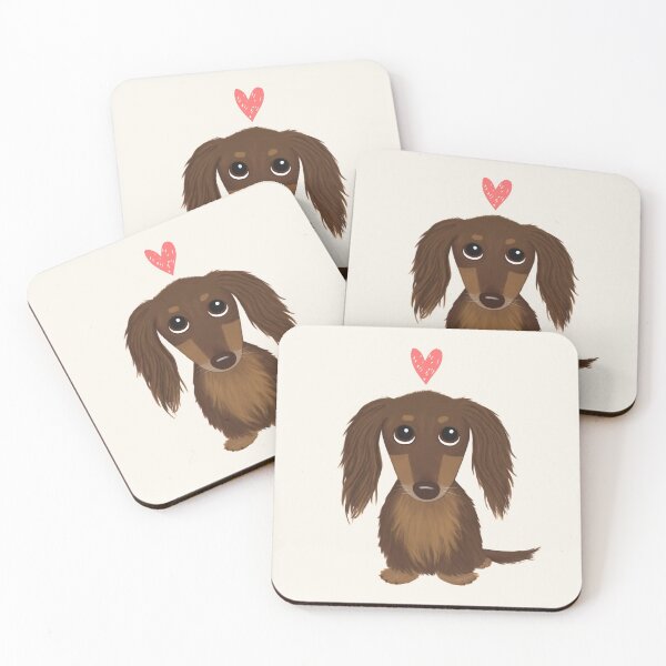 Item preview, Cute Dog Longhaired Chocolate Dachshund | Wiener Dog with Heart designed and sold by Jenn Inashvili.