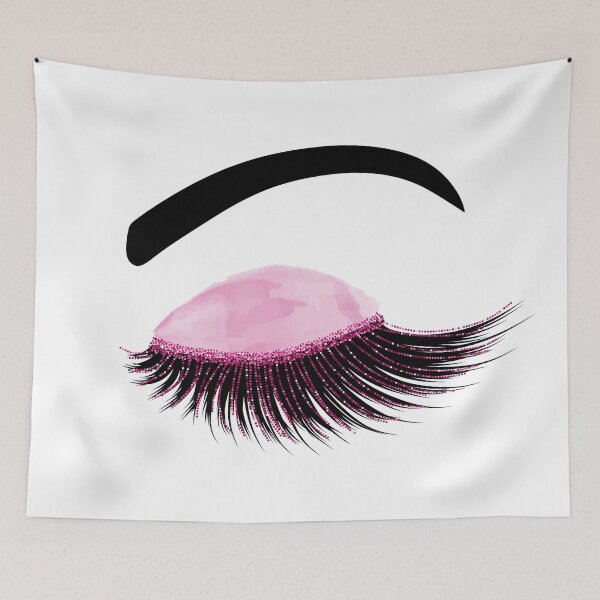 Item preview, Watercolor eyelash with pink glitter designed and sold by sashica.