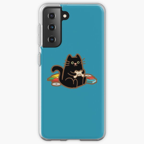 Gamer Cat in blue Samsung Galaxy Soft Case