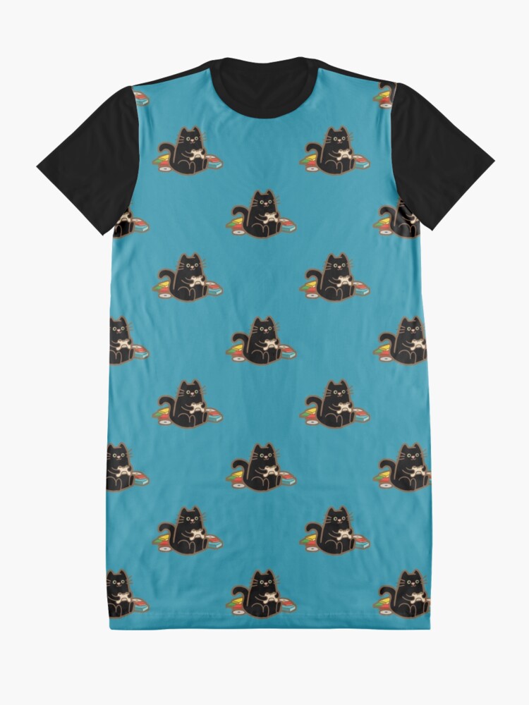 Alternate view of Gamer Cat in blue Graphic T-Shirt Dress