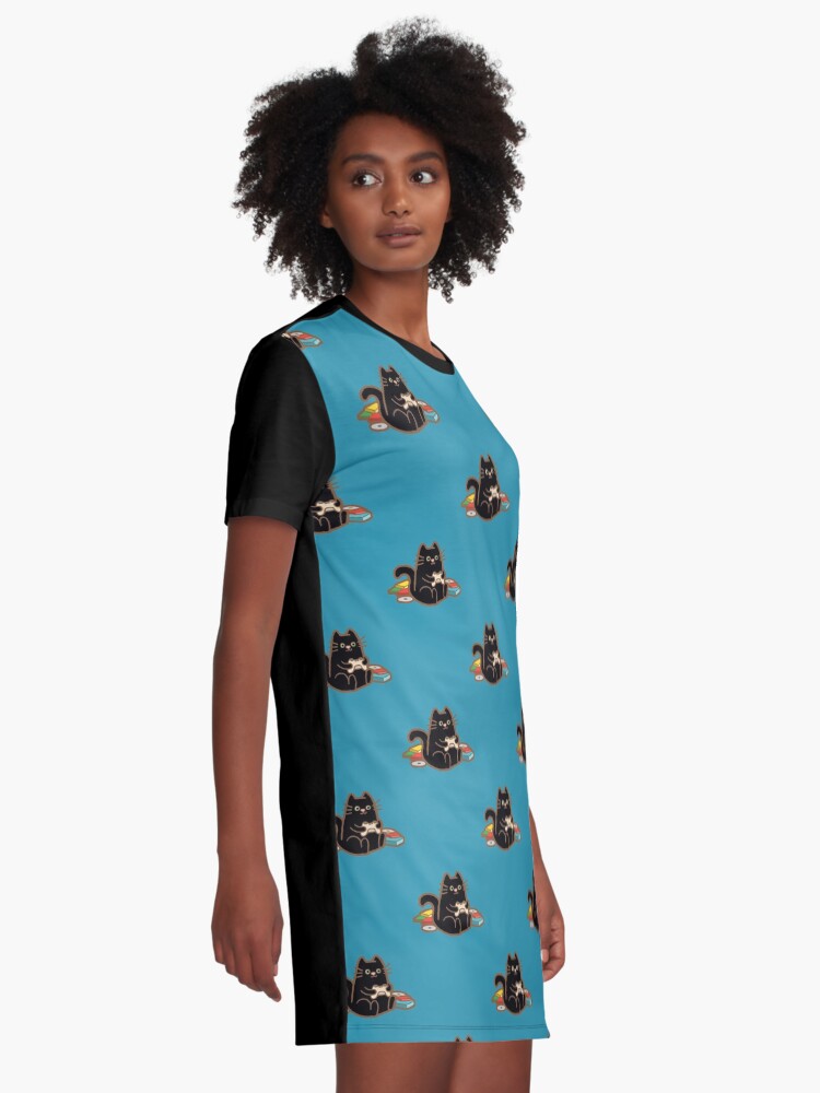 Alternate view of Gamer Cat in blue Graphic T-Shirt Dress