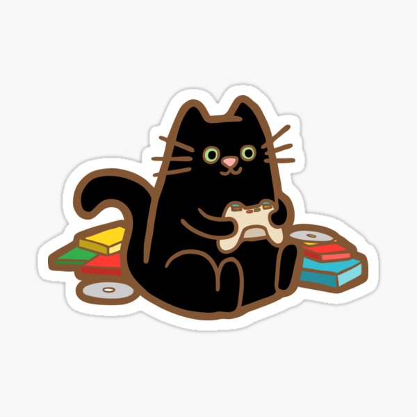 Gamer Cat in blue Sticker