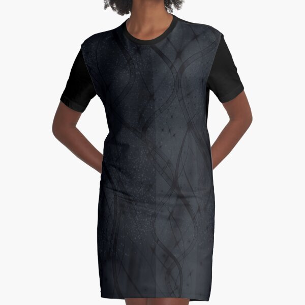 Black Swirl Graphic T-Shirt Dress