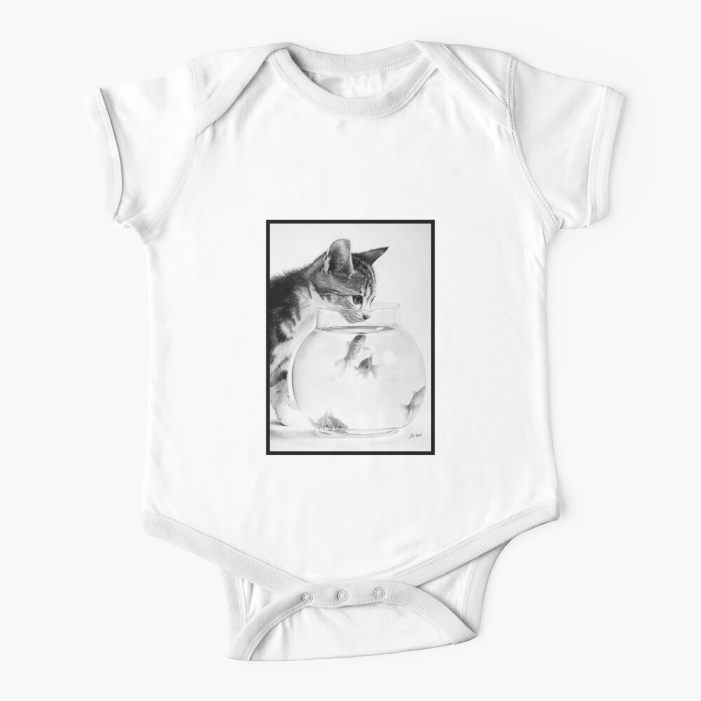 Chaton Et Poisson Rouge Baby One Piece By Switchin Shop Redbubble