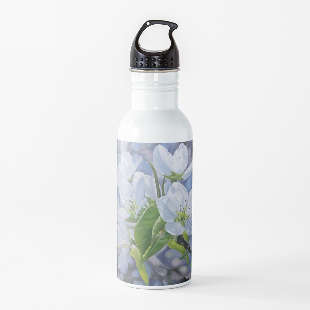 Pear Blossoms - spring flowers oil painting Water Bottle