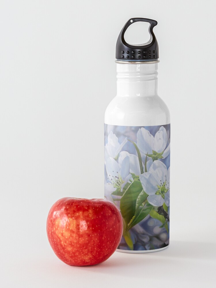 Alternate view of Pear Blossoms - spring flowers oil painting Water Bottle