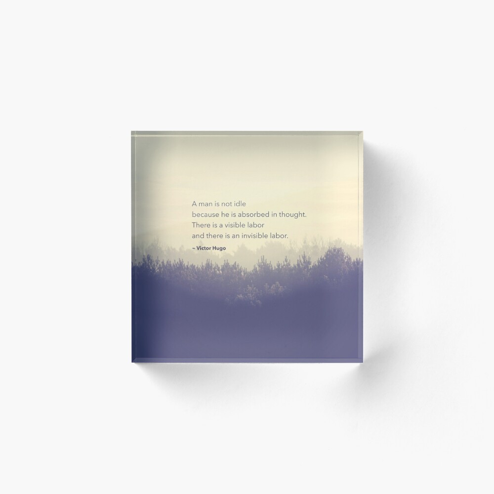 Impression Rigide Victor Hugo Citation De Penseur Pacifique Paysage Naturel De Foret Brumeuse En Couleurs Bleu Beige Et Gris Fonce Introversion Words Par Iresist Redbubble