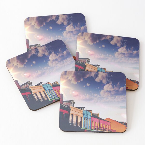 Item preview, Sunny Cloudy Skies and Iconic Colorful Rainbow New Orleans French Quarter Nola Homes Yellow Light Blue Pink Orange Architecture Minimal Cityscape in Southern Louisiana Travel Explore Adventure Inspire designed and sold by StudioBlack.