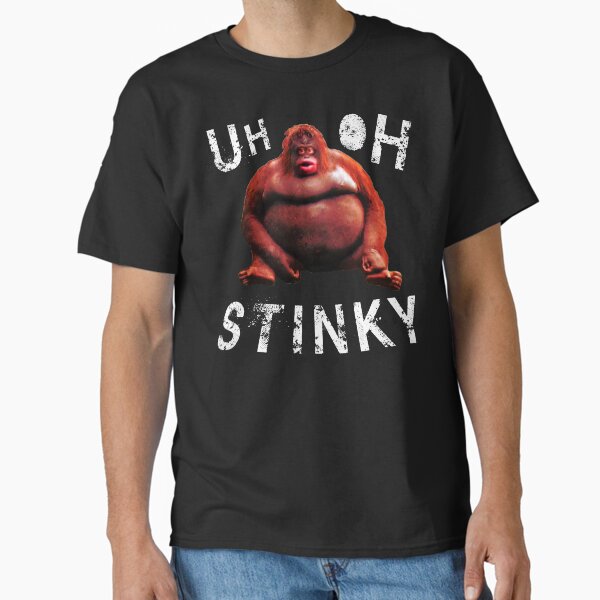 Vista previa del artículo con la obra «Uh Oh Stinky Le Monke Funny Dank Meme», diseñado y vendido por brian60174.