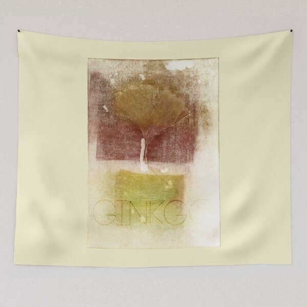 Item preview, Abstract Intaglio Print of a Ginkgo Leaf with Type on Printmaking paper designed and sold by danielliamgill.