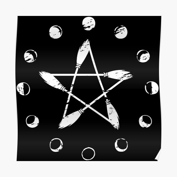 Moon Phase Broom Pentacle Poster