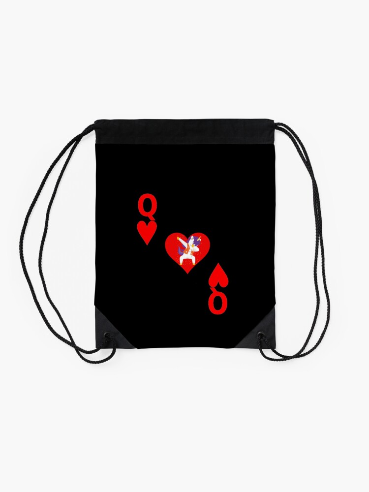 Alternate view of Unicorn Queen of Hearts, Deck of Cards, Dabbing Unicorn Costume. Drawstring Bag
