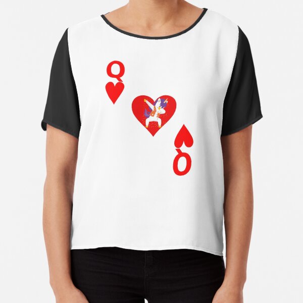 Queen of Hearts, Deck of Cards, Dabbing Unicorn Costume. Chiffon Top