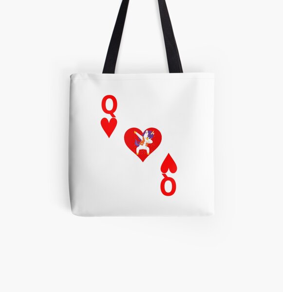Queen of Hearts, Deck of Cards, Dabbing Unicorn Costume. All Over Print Tote Bag