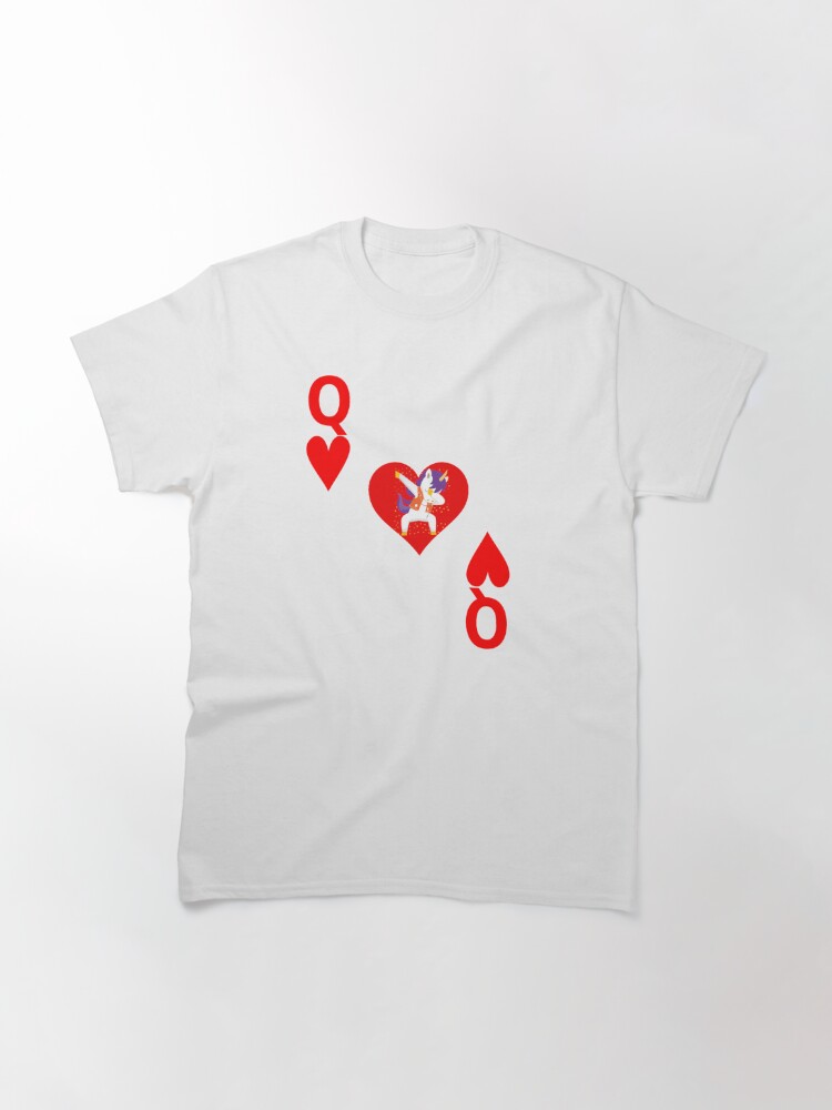 Alternate view of Queen of Hearts, Deck of Cards, Dabbing Unicorn Costume. Classic T-Shirt