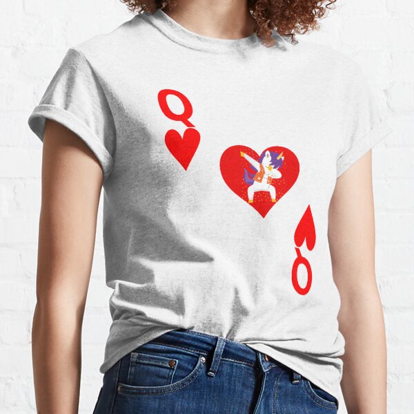 Queen of Hearts, Deck of Cards, Dabbing Unicorn Costume. Classic T-Shirt