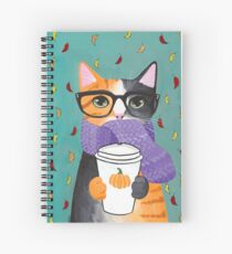 Calico Autumn Coffee Cat Spiral Notebook