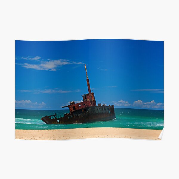 Sygna Wreck on Stockton Beach Poster